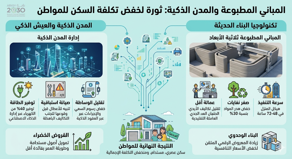 المباني المطبوعة والمدن الذكية: كيف تخفض التقنية تكلفة السكن للمواطن السعودي؟