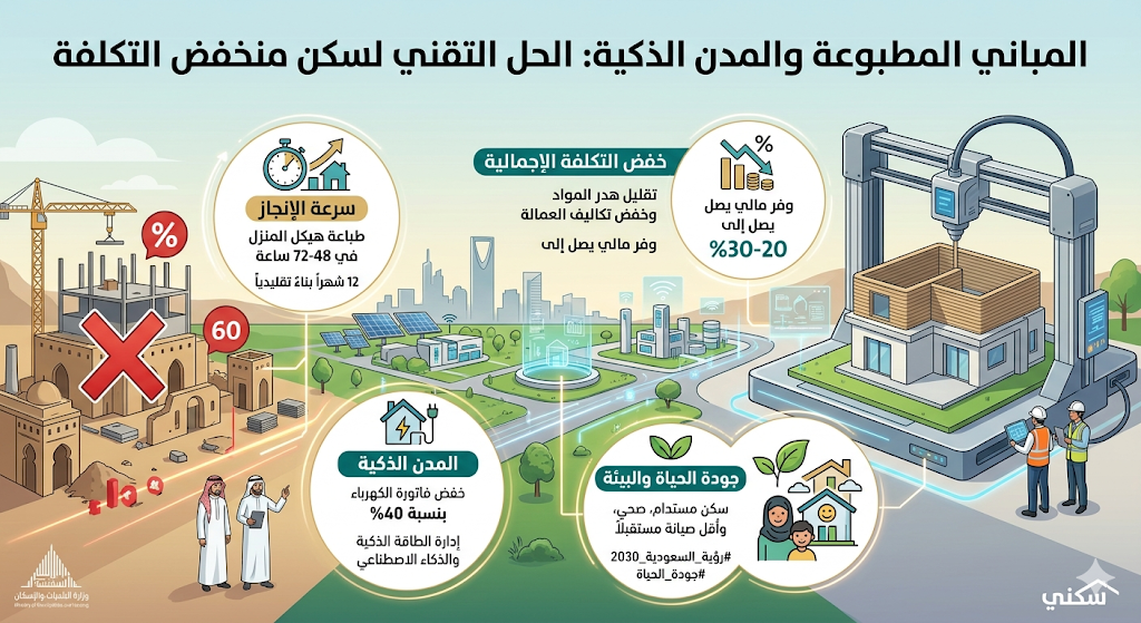 المباني المطبوعة والمدن الذكية: كيف تخفض التقنية تكلفة السكن للمواطن السعودي؟