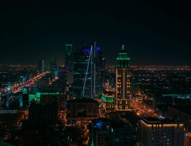a city at night