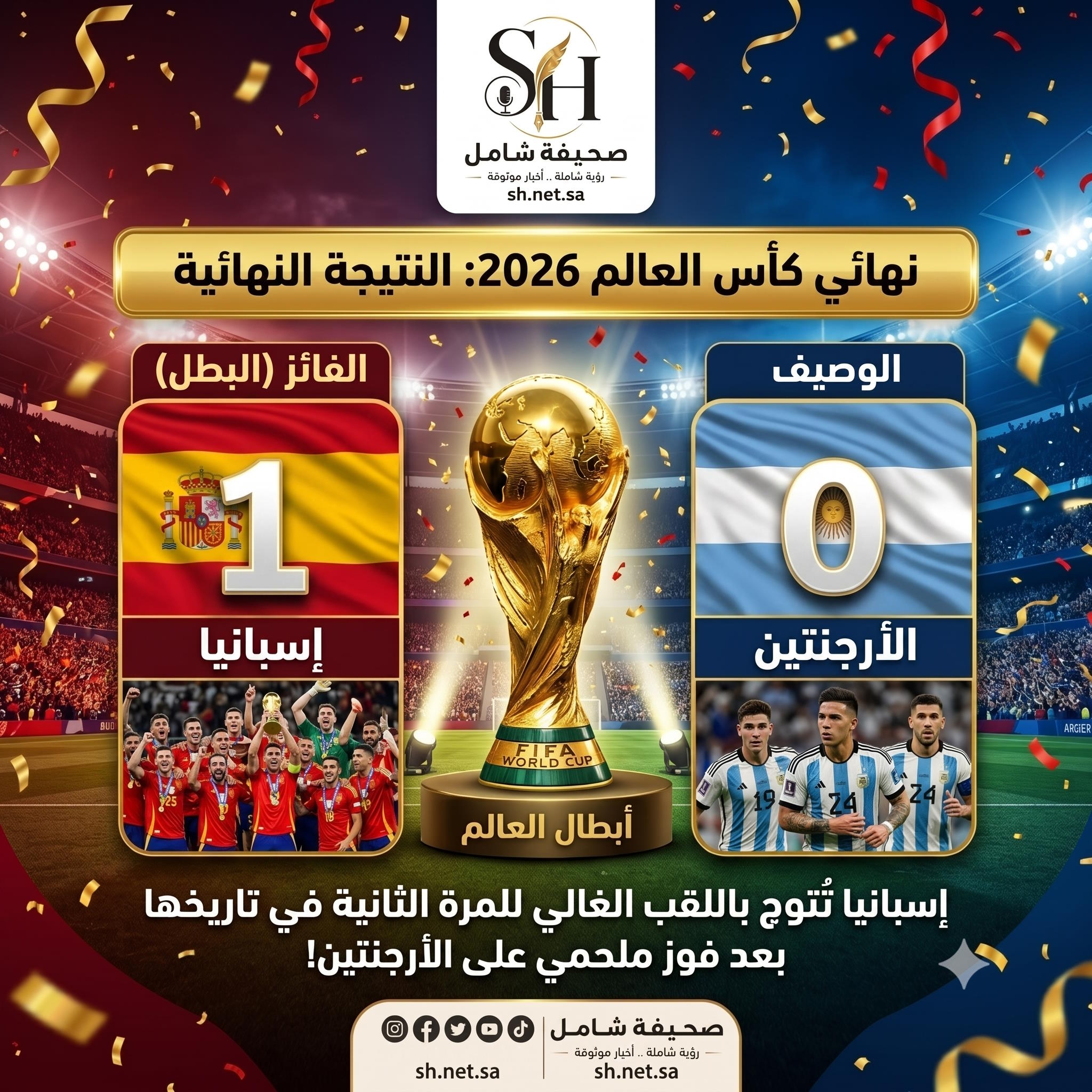 فوز إسبانيا بكأس العالم 2026 الماتادور يروض الأرجنتين بهدف نظيف ويتوج باللقب التاريخي