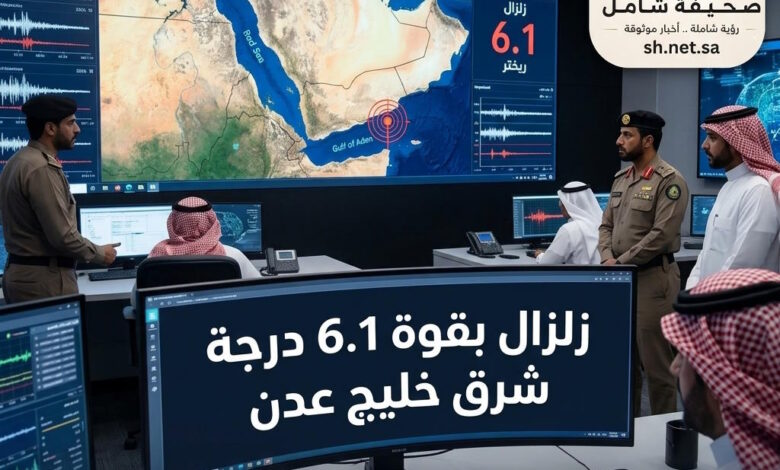 عاجل زلزال بقوة 6.1 درجة شرق خليج عدن رصدته هيئة المساحة الجيولوجية السعودية