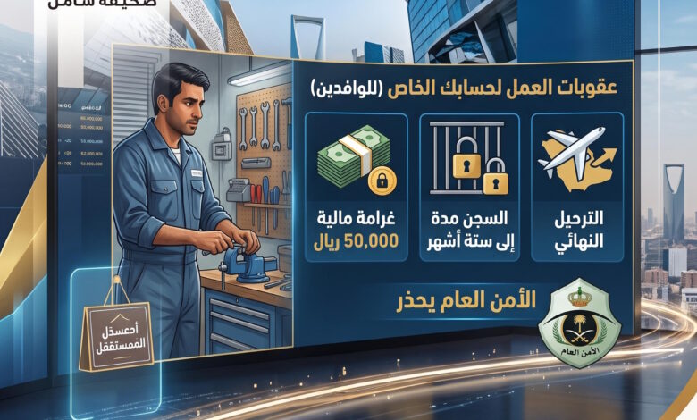 عقوبات مغلظة من الأمن العام على الوافدين العاملين لحسابهم الخاص في السعودية