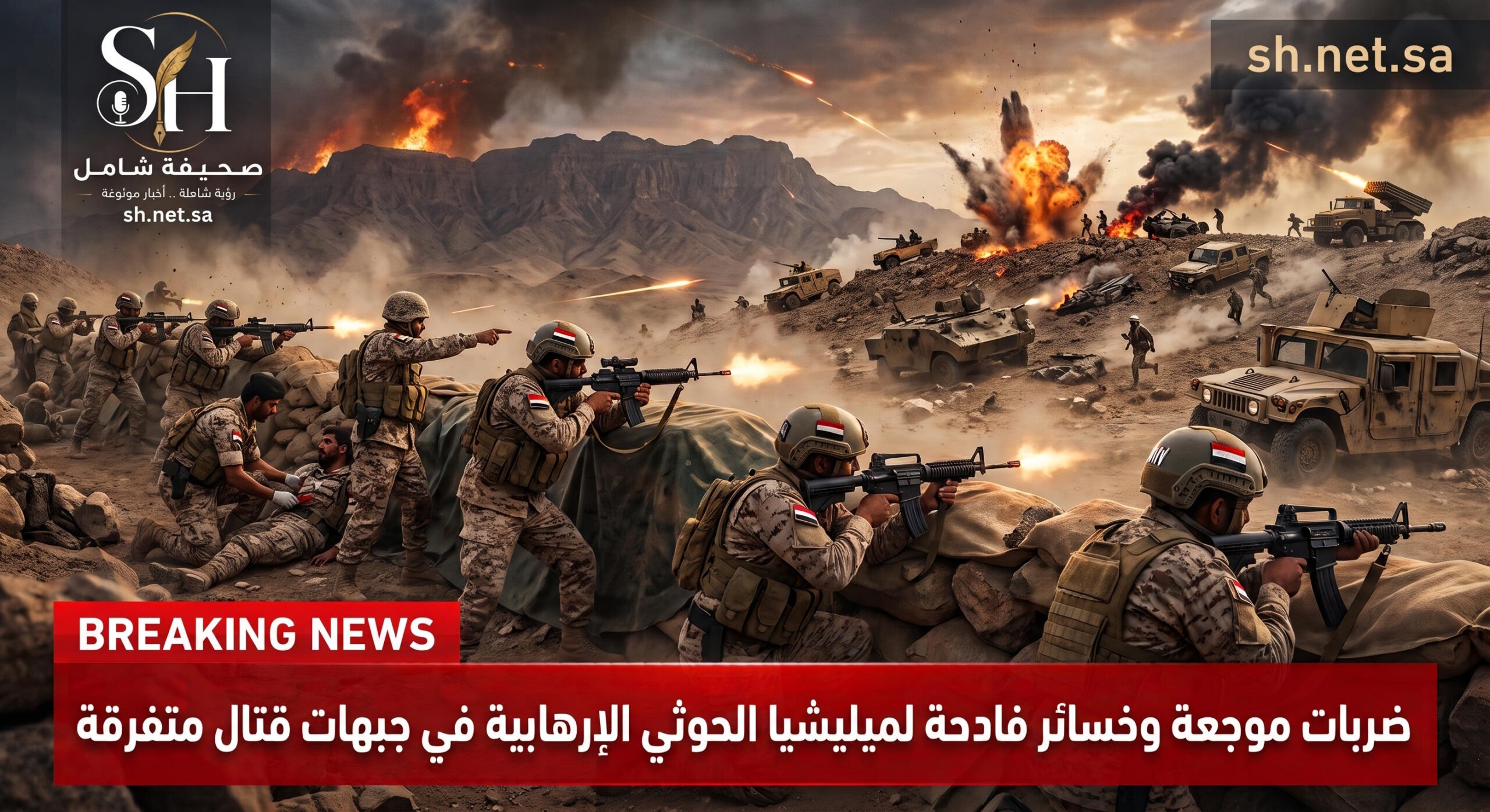 ضربات موجعة وخسائر فادحة لميليشيا الحوثي الإرهابية بنيران القوات اليمنية في جبهات قتال متفرقة