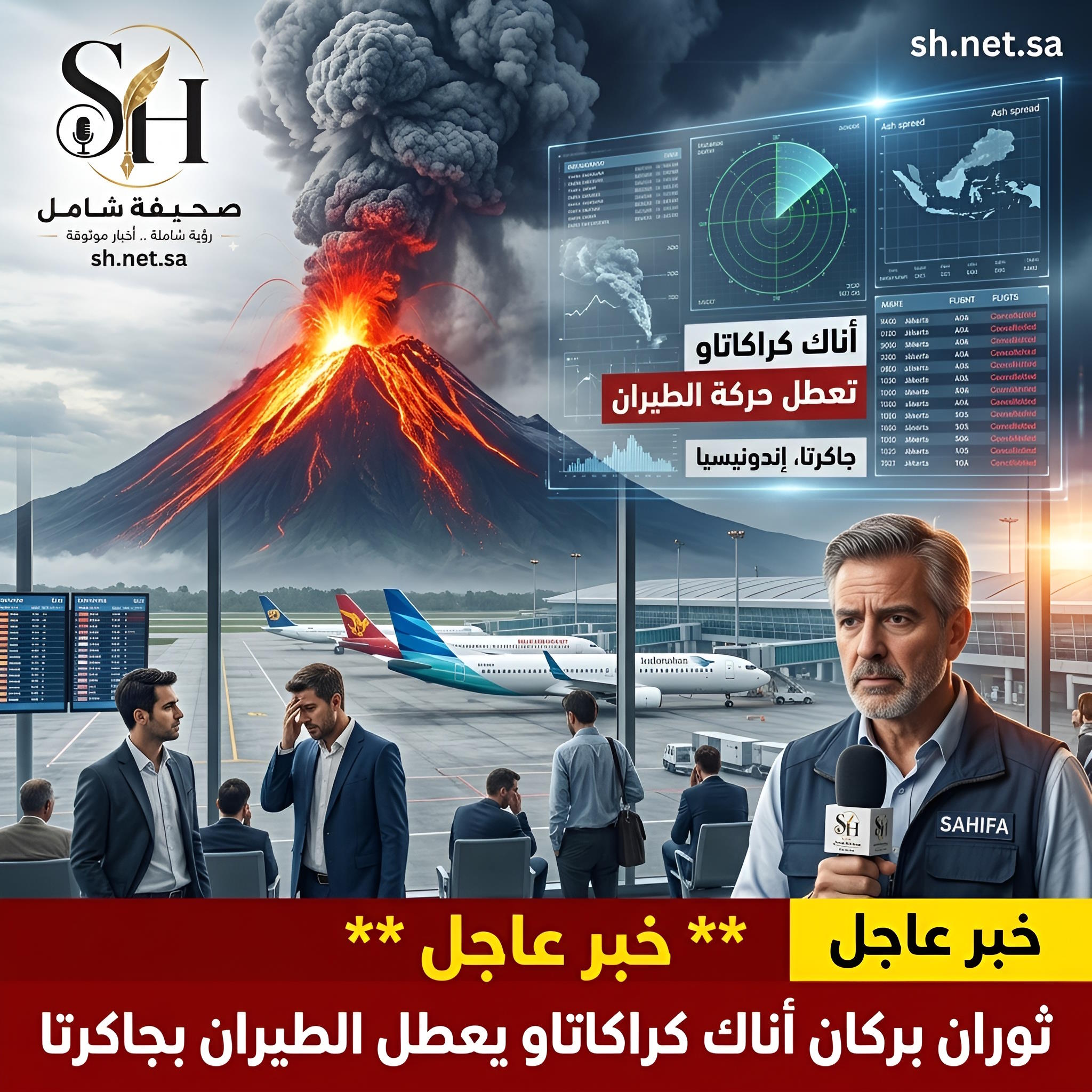 عاجل: سحب الرماد تشل مطار جاكرتا.. ثوران بركان "أناك كراكاتاو" في إندونيسيا يعطل أكثر من 200 رحلة طيران