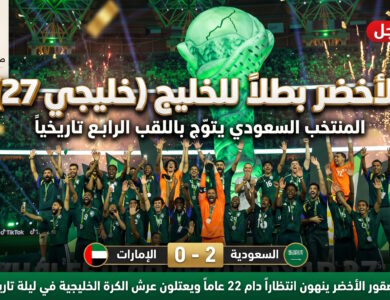 المنتخب السعودي بطل كأس الخليج 27 بثنائية أمام الإمارات في جوهرة جدة